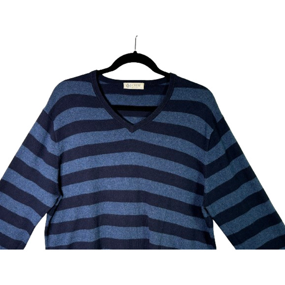 J. Crew Mens Size L Blue Knit Cashmere Blend Long Sleeve V Neck Pullover Sweater - Picture 2 of 9